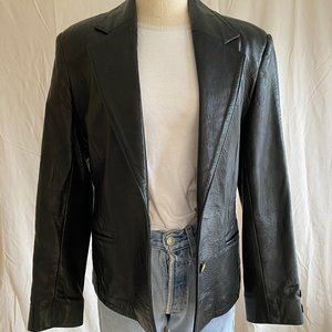 Vintage black leather blazer